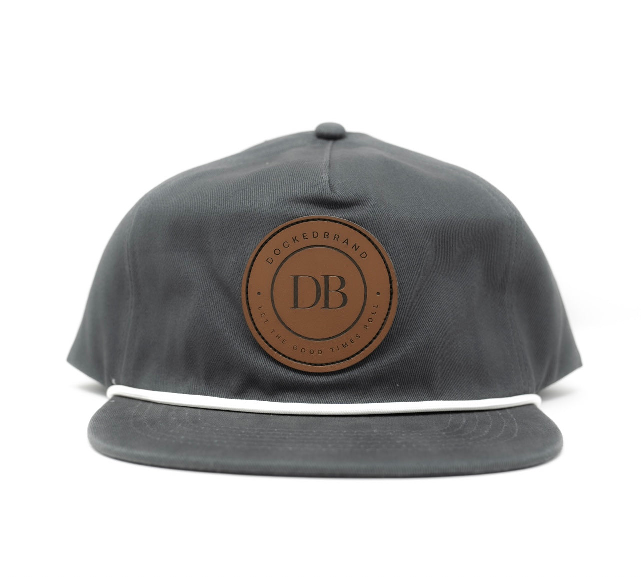 Grey Leather Patch Rope Hat